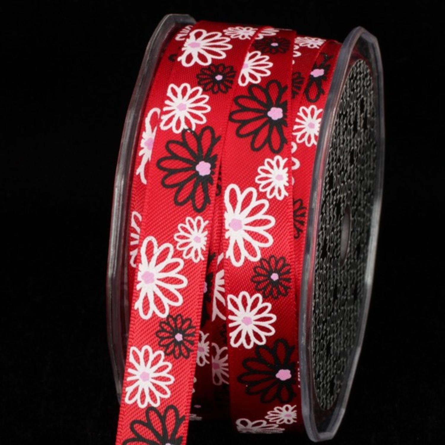 2-Pack Inga's County Floral Grosgrain Ribbon - 27 Yards Red, Black & White for Gift Wrapping, DIY Crafts & Home Decor