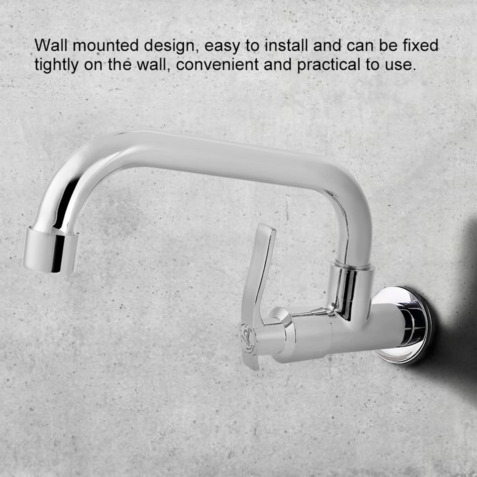 Stainless Steel Wall Mount Kitchen Faucet with Pull Down Sprayer - 9.8 Inch Silver Cold Water Tap for Sink Basin - Perfect for Small Kitchens, RV, Tiny Homes & Outdoor Use