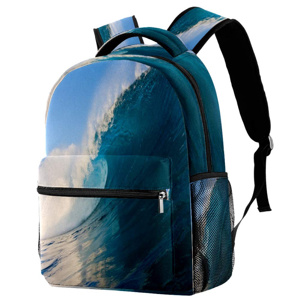 Epic Blue Surfing Wave Tropical Water Backpack - Lightweight School Backpack, Durable Book Bag & Casual Daypack for Travel, Beach, College & Outdoor Adventures
