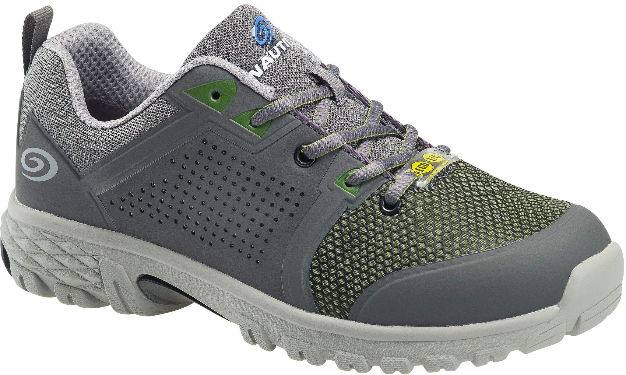 Nautilus Men's Grey/Green Mesh Alloy Toe 1310 Zephyr ESD Work Shoes - Lightweight Safety Footwear for Electricians & Warehouse Workers