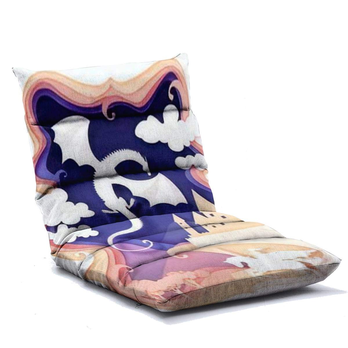 Adjustable 6-Position Memory Foam Floor Lounger - Foldable Sofa Chair with Fairytale Knight Design for Kids & Adults - Perfect for Home Reading, Gaming & Movie Watching