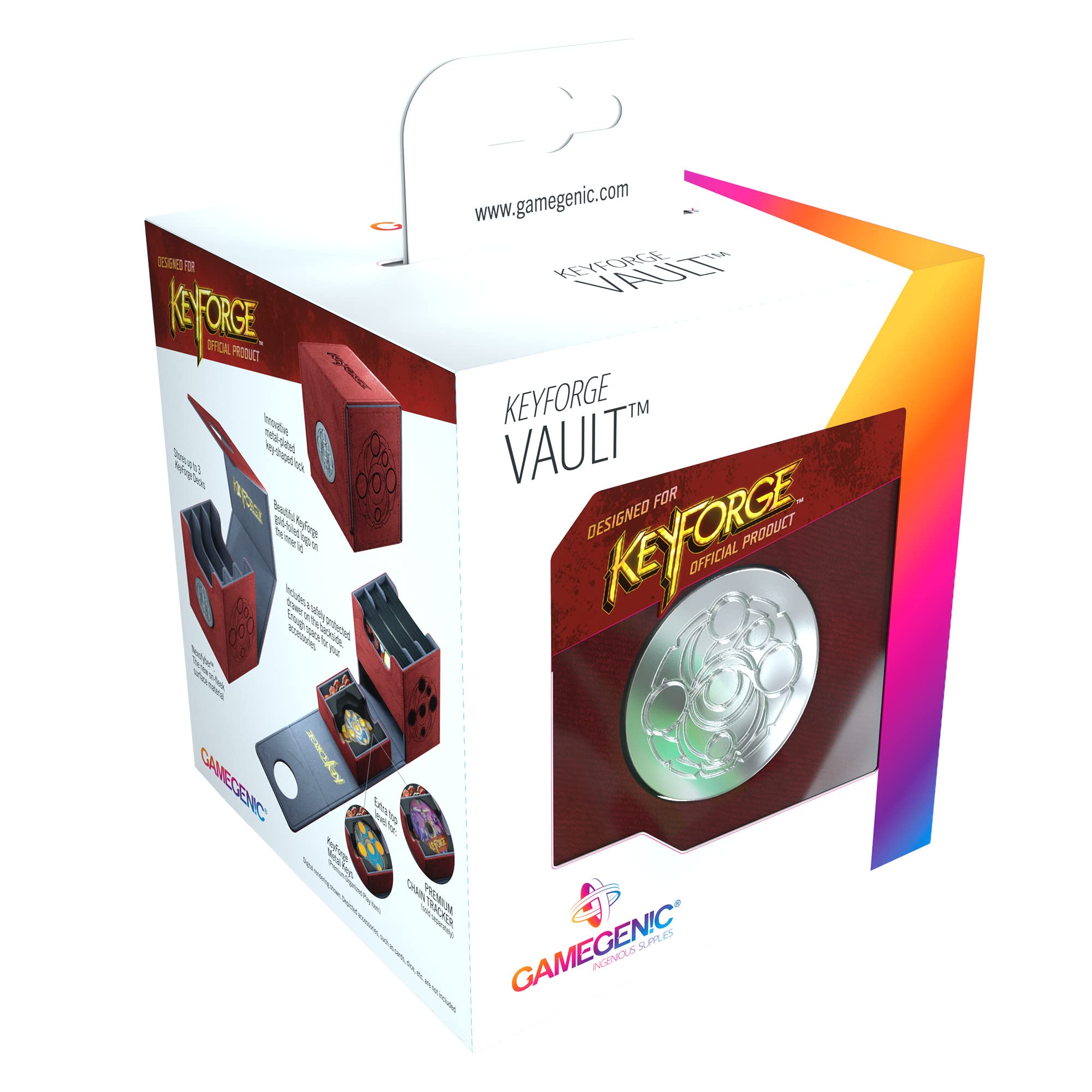 KeyForge Vault Deck Box - Premium Red Card Storage Case for Trading Card Games | Perfect for MTG, Yu-Gi-Oh!, and Pokemon TCG Collectors | Durable & Stylish Card Holder for Game Nights & Tournaments