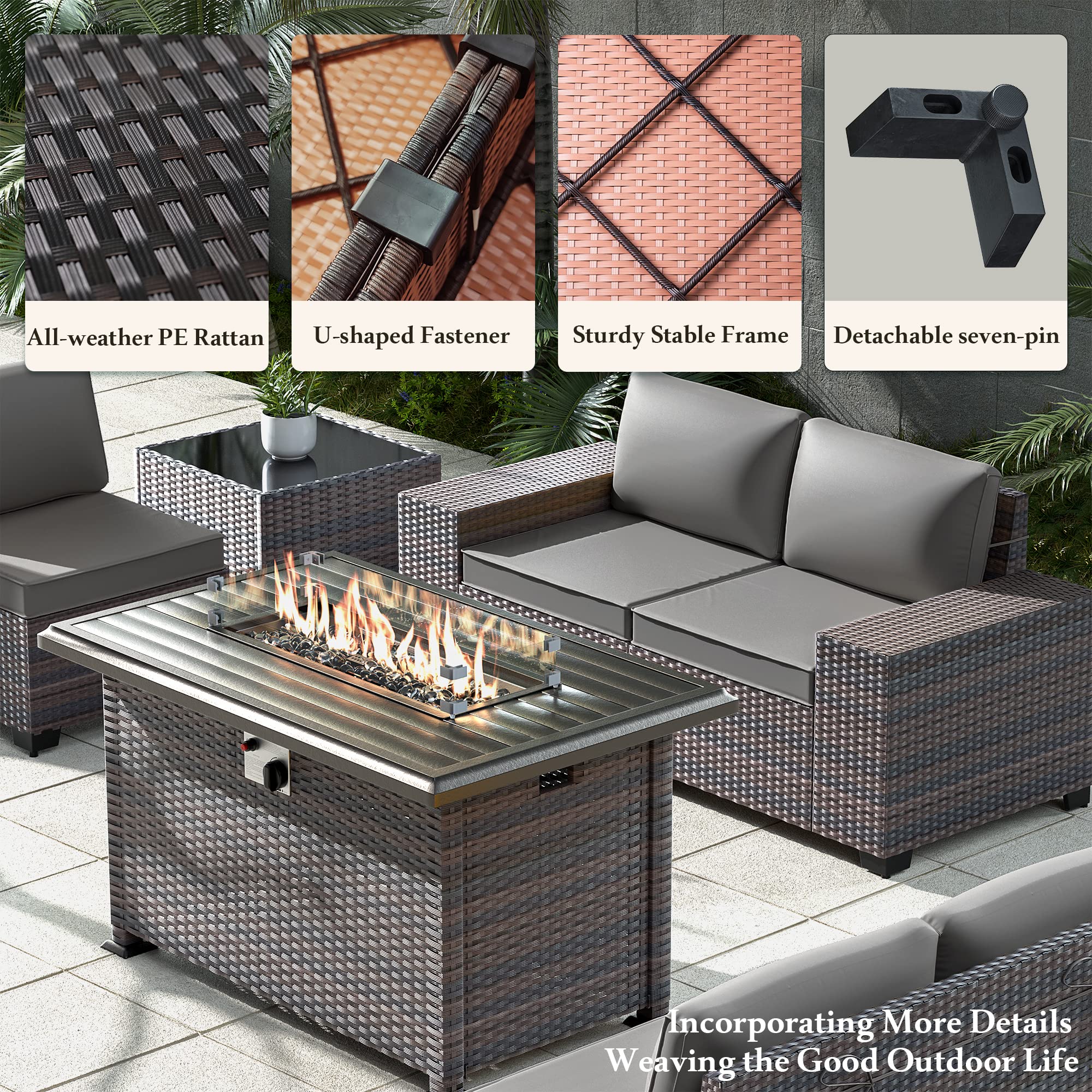 13-Piece Outdoor Patio Furniture Set with 43