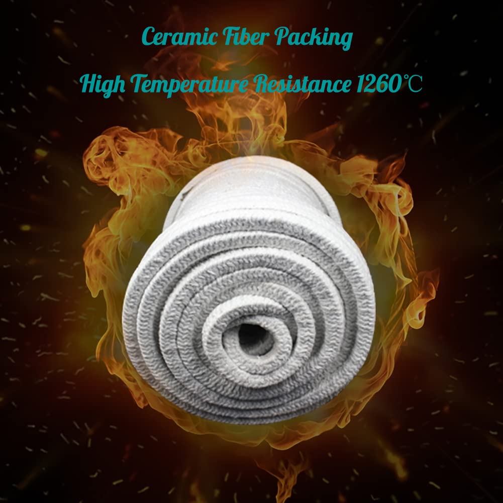 High-Temperature Ceramic Fiber Rope Gasket - 5mm Diameter Round Braided Rope Seal (10m Length) for Boiler, Furnace, Oven, Kiln & Casting Applications - Heat Resistant Insulation Solution for Industrial & DIY Projects
