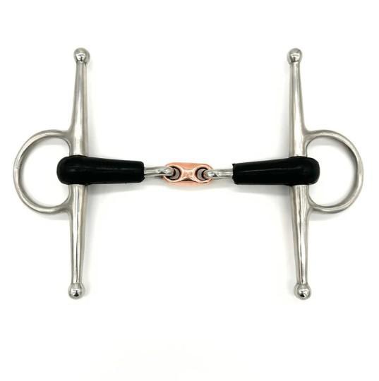 AJR Rubber Copper French Link Full Cheek Bit - Comfortable Horse Bit for Dressage & Jumping - Perfect for Training & Show Riding
