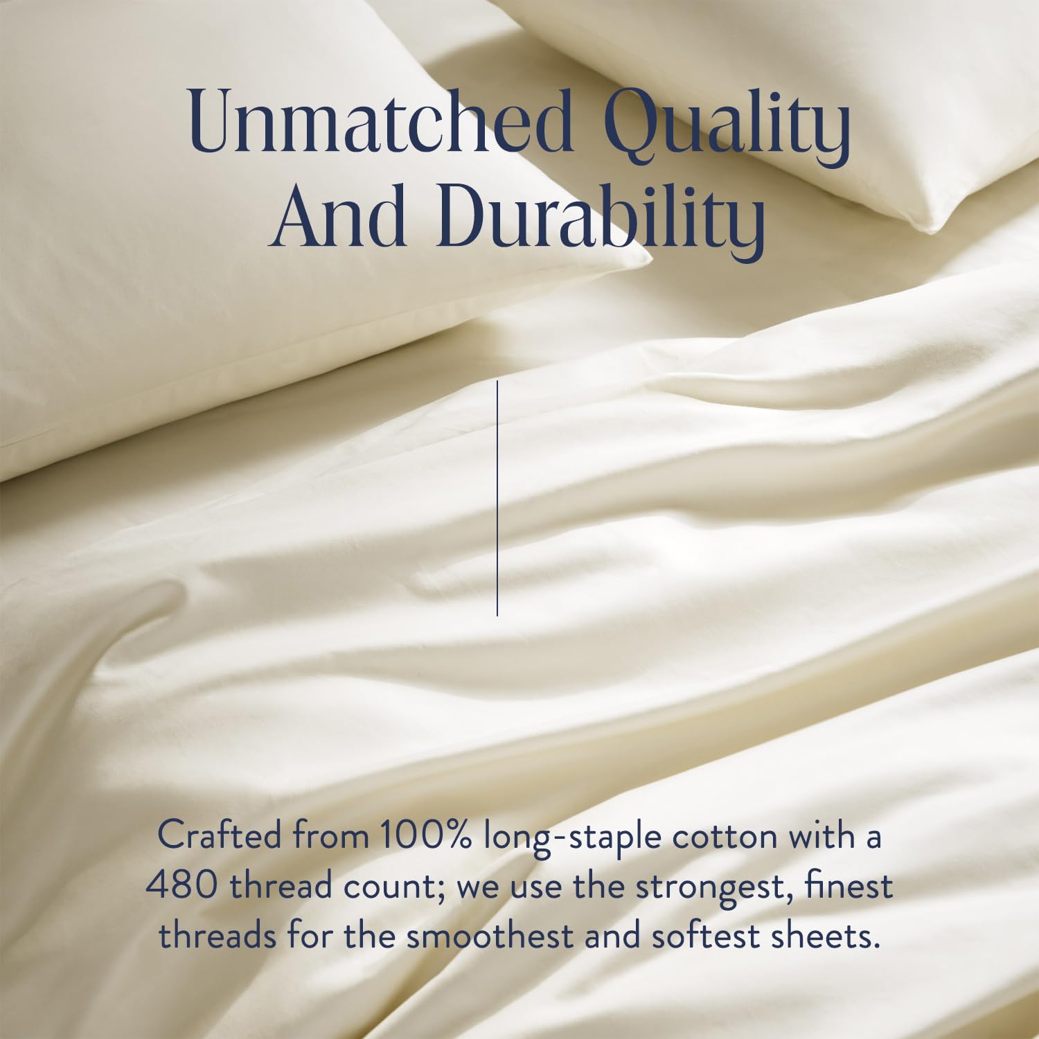 Brooklinen 100% Cotton Luxury Sateen 4-Piece Twin XL Sheet Set - Soft Cream Bedding with Fitted Sheet, Flat Sheet & 2 Pillowcases - Perfect for Guest Rooms, Dorms & Cozy Bedrooms