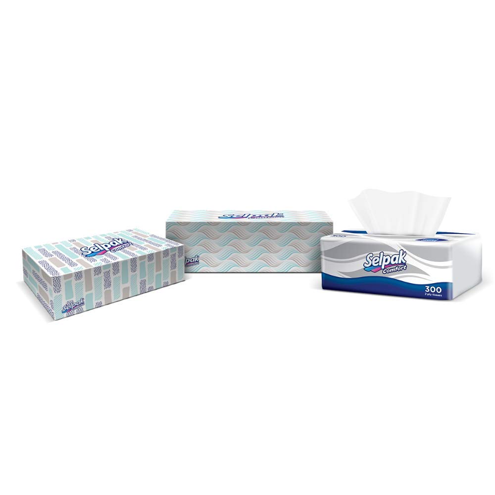Selpak Mini Facial Tissue Box - 3 Ply, 70 Sheets per Box, Pack of 12 | Soft & Strong Tissues for Home, Office, Car & Travel Use
