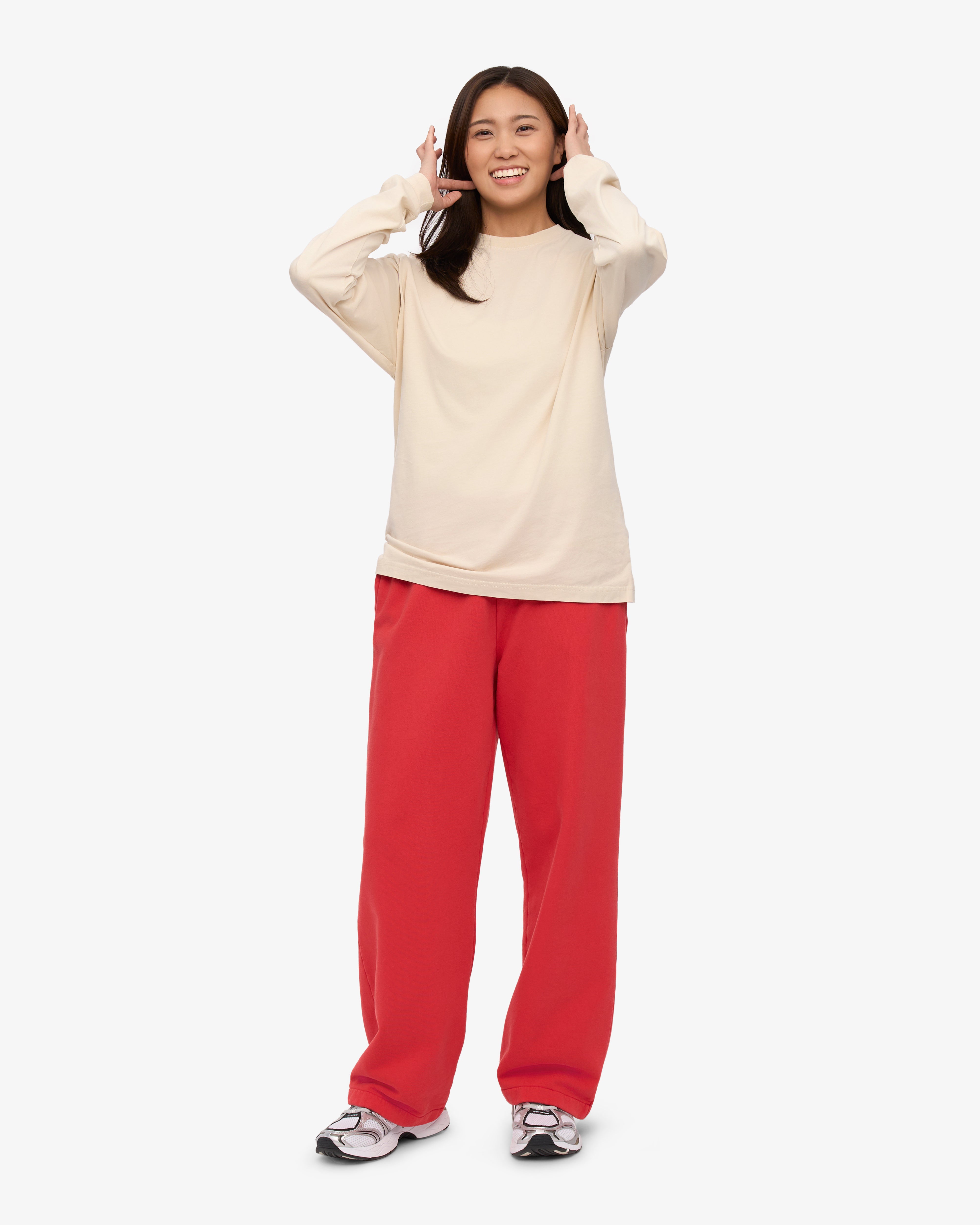 Oversized Organic Long Sleeve T-Shirt for Women - Soft Ivory White Cotton Shirt - Casual Loungewear & Layering Essential