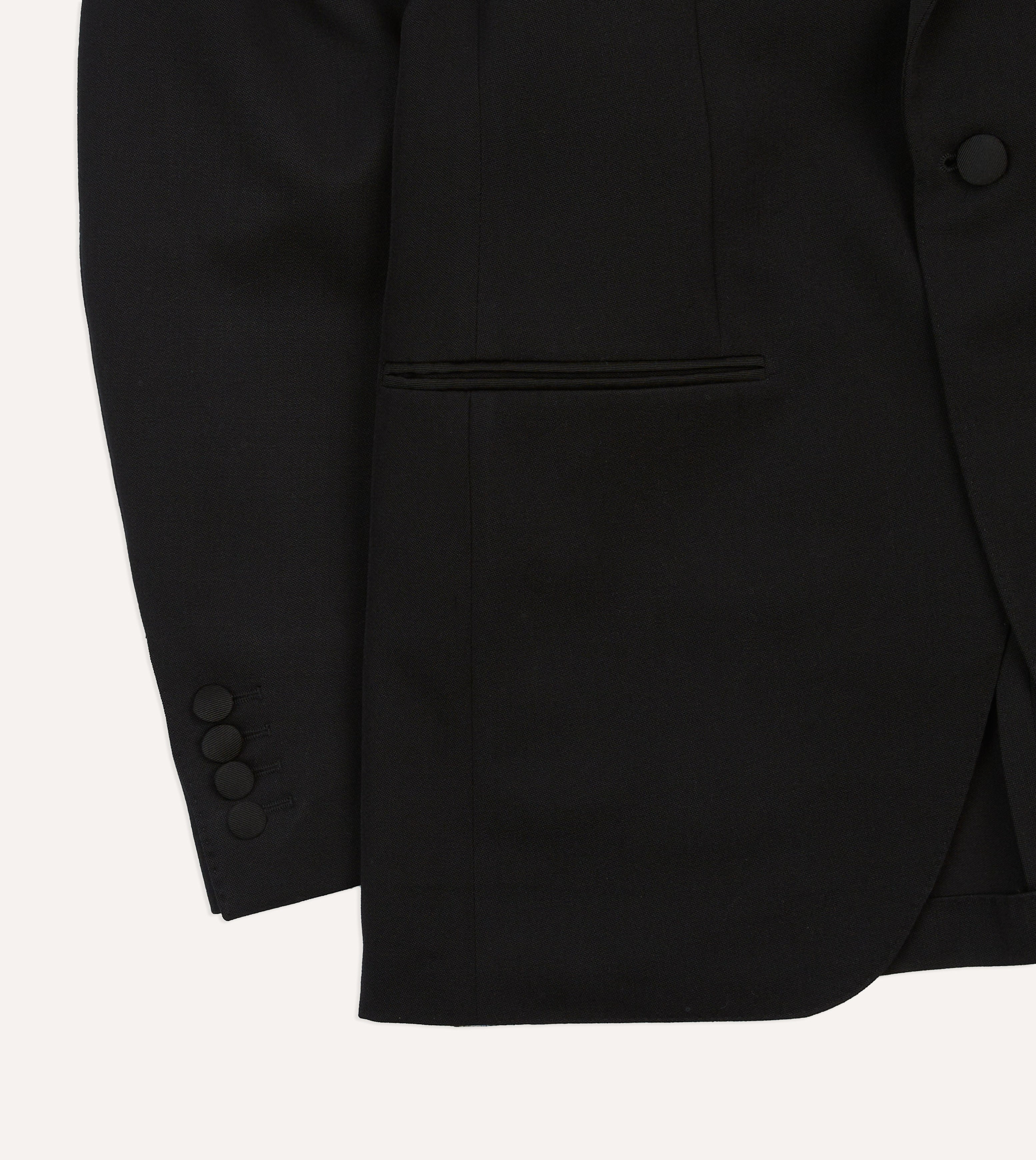 Elegant Black Barathea Wool Dinner Jacket for Men - Perfect for Weddings, Galas & Formal Events