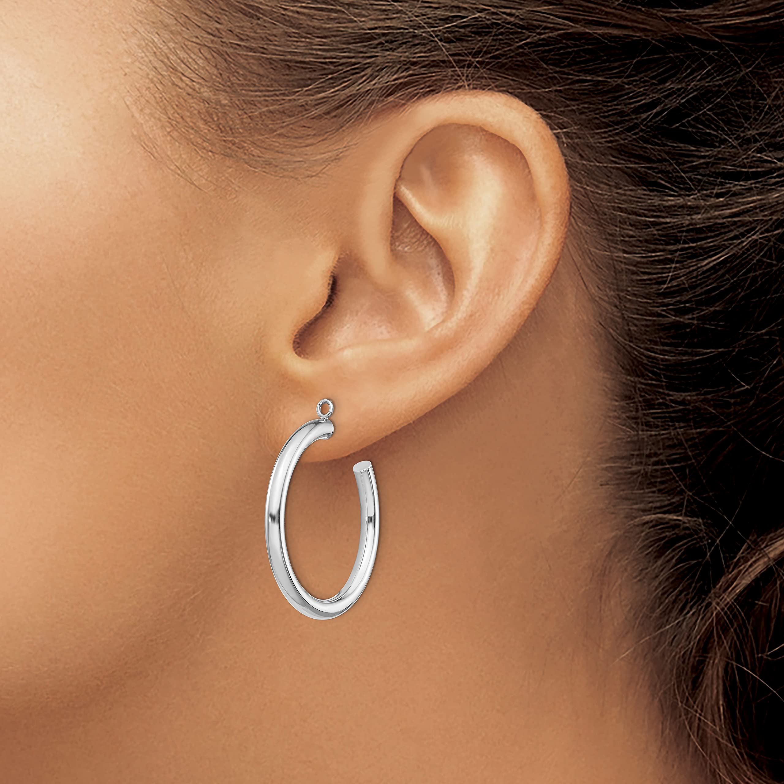 14K Solid White Gold Tube Hoop Earring Jackets for Studs - Dainty & Elegant Jewelry for Everyday Wear | Perfect Gift for Women, Bridesmaids & Special Occasions