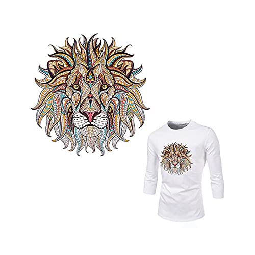 Acxico 2Pcs DIY Lion Iron-On Heat Transfer Patches for Clothes - Embroidered Applique Decor for Jackets, Jeans & Bags - Perfect for DIY Crafts, Costumes & Fashion Upcycling