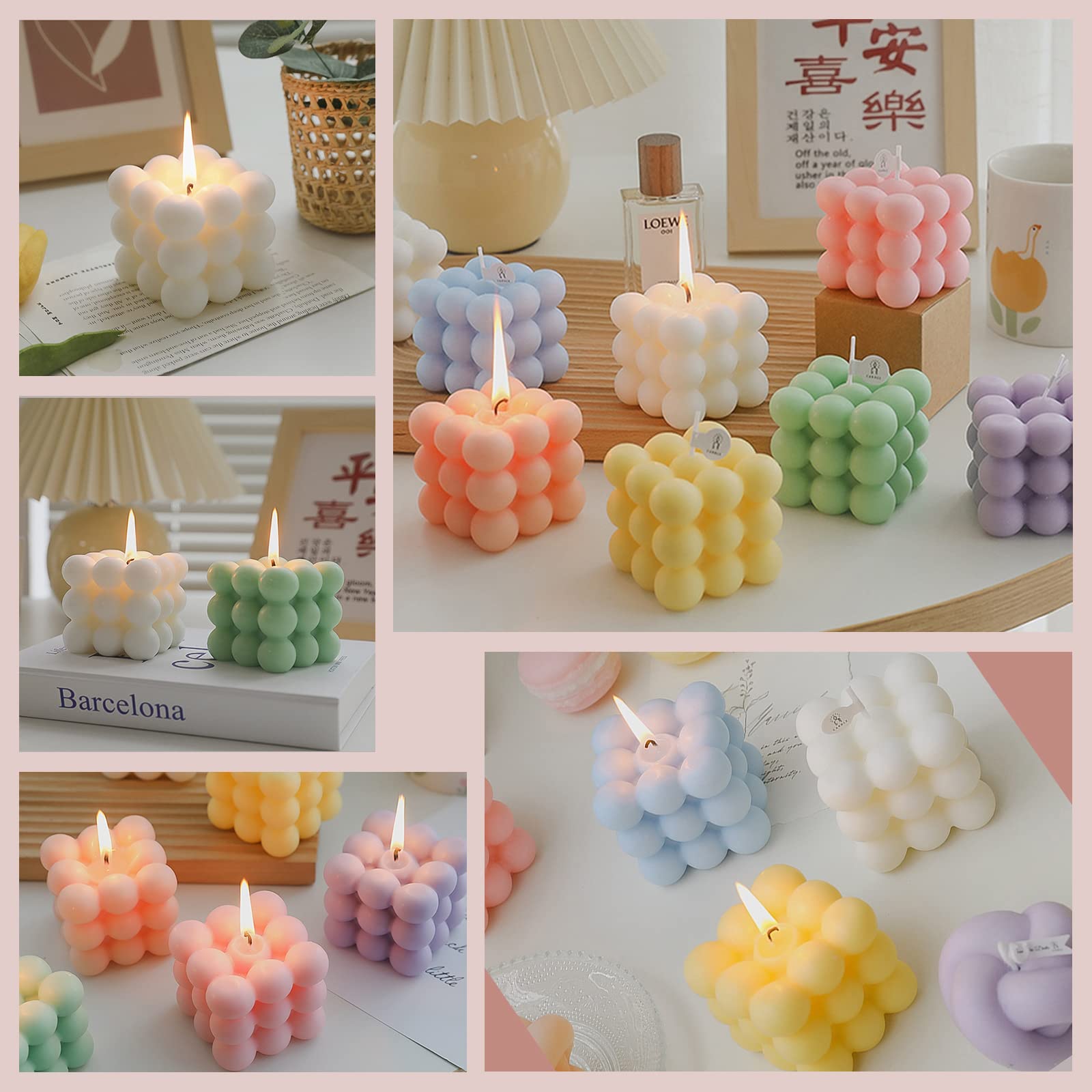 4 Pack Scented Bubble Cube Soy Wax Candles - 5.4 oz Aromatherapy Candles for Home Decor, Relaxing Gifts for Women | Perfect for Bedroom, Bathroom & Living Room Ambiance