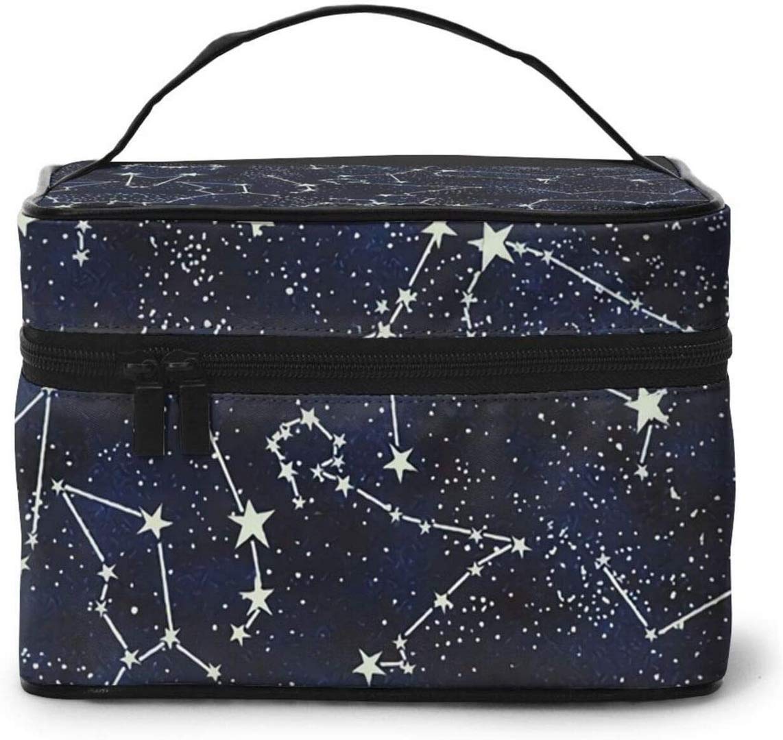 Glow in The Dark Constellations Cosmetic Bag - Waterproof Travel Makeup Pouch with Zipper for Toiletries, Storage & Organizer | Perfect for Night Travel, Camping & Gifts