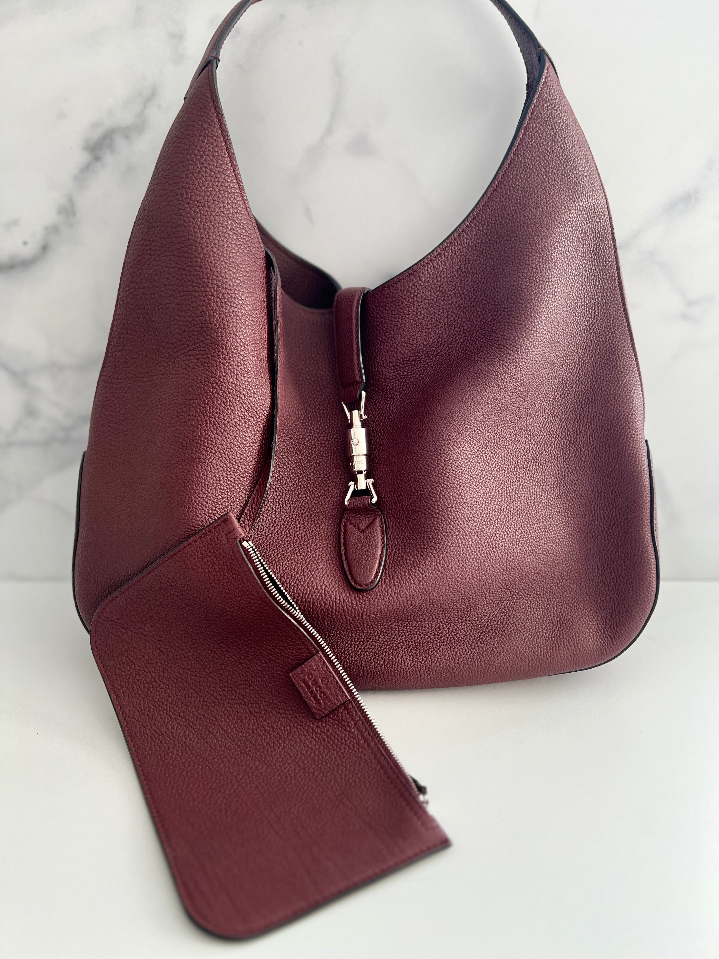 Gucci Oxblood Grain Leather Jackie Hobo Bag - Medium Size Crossbody Purse for Women | Perfect for Work, Travel & Everyday Use