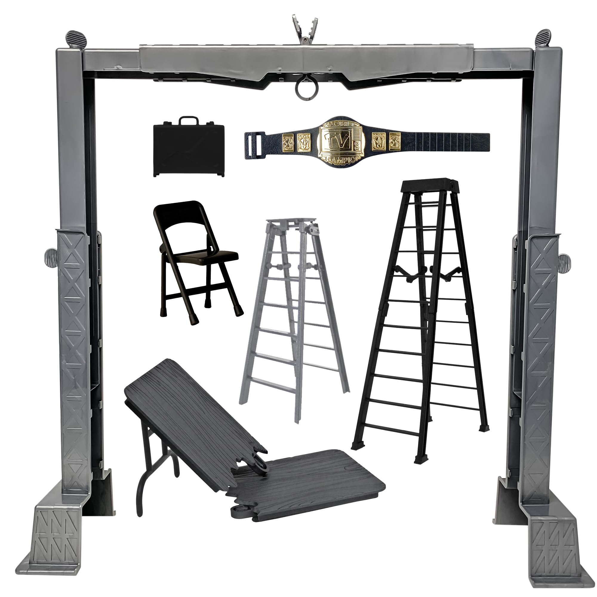 Premium Adjustable Wrestling Action Figure Playset with Accessories - Deluxe Grab The Gear Set for WWE & AEW Collectible Toys - Perfect for Kids' Playtime, Display & Role-Playing Battles