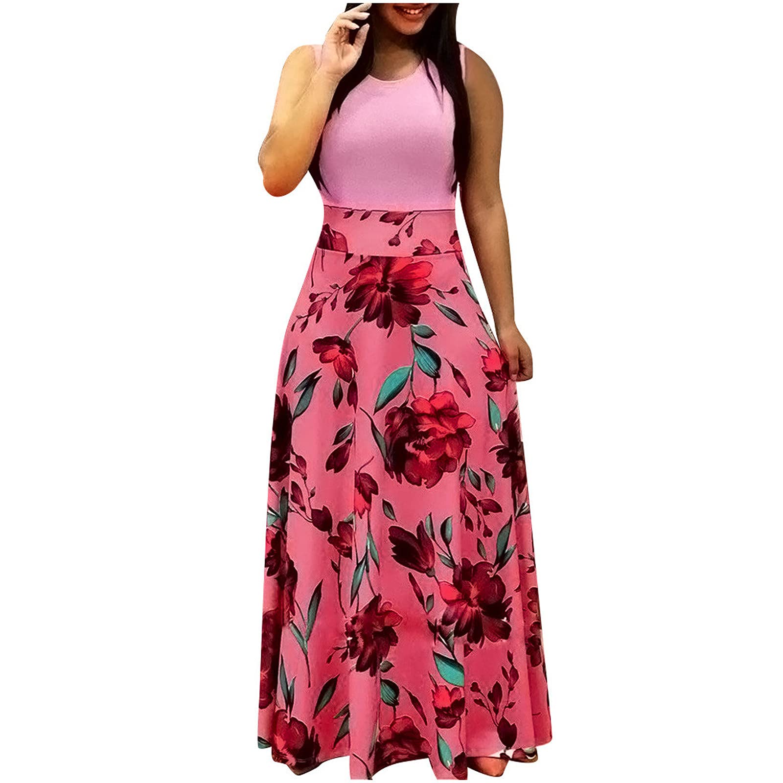 Women's Floral Boho Printed Long Maxi Dress - Sexy Casual Summer Dress with Short Sleeves & Pockets for Teen Girls | Perfect for Beach Vacations, Music Festivals & Boho-Chic Outfits
