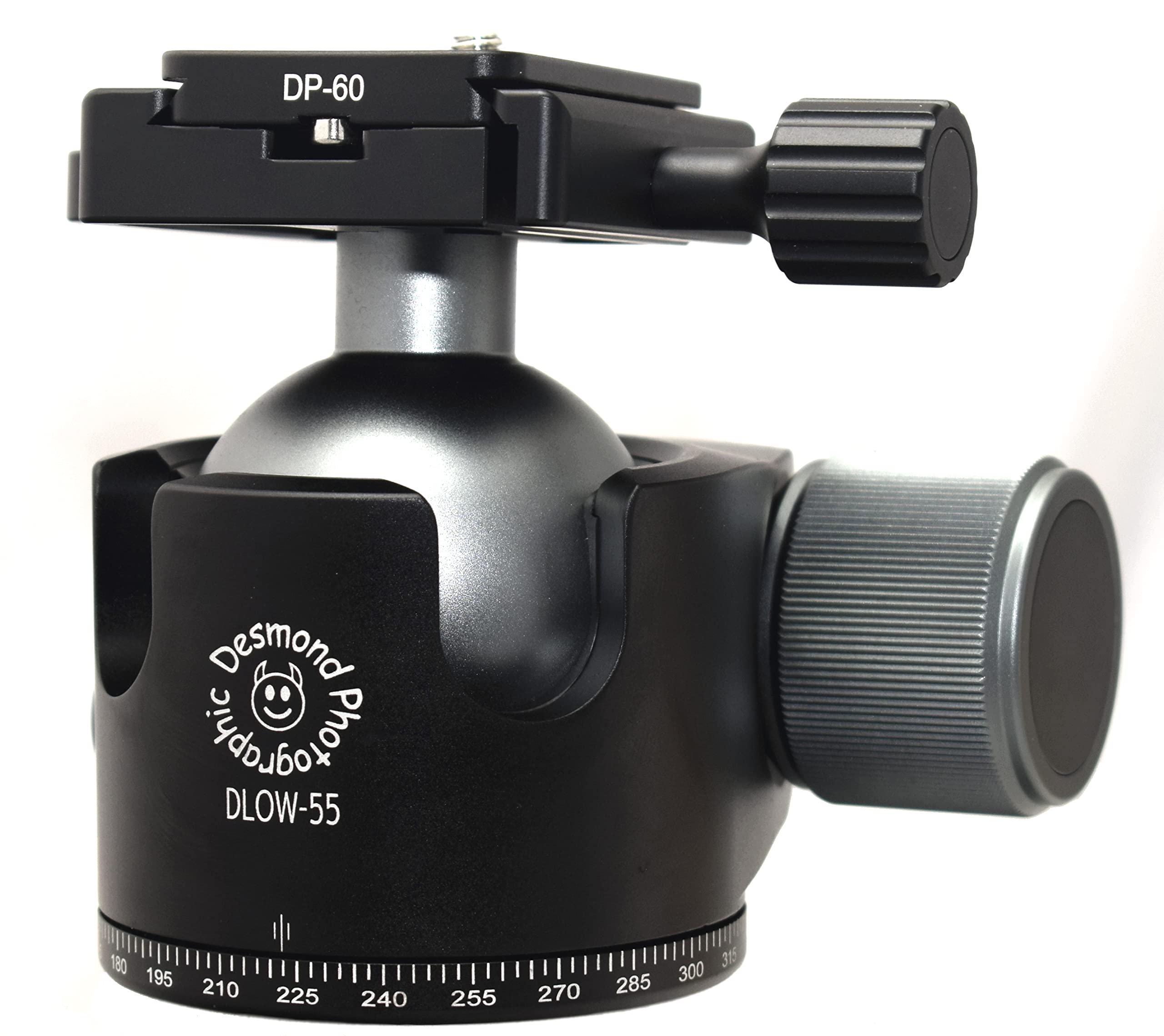 Desmond DLOW-55M 55mm Low Profile Ball Head with Dual Clamp - Compatible with Manfrotto RC2 & Arca/RRS Quick Release Plates - Perfect for DSLR Cameras, Video Tripods & Panoramic Photography