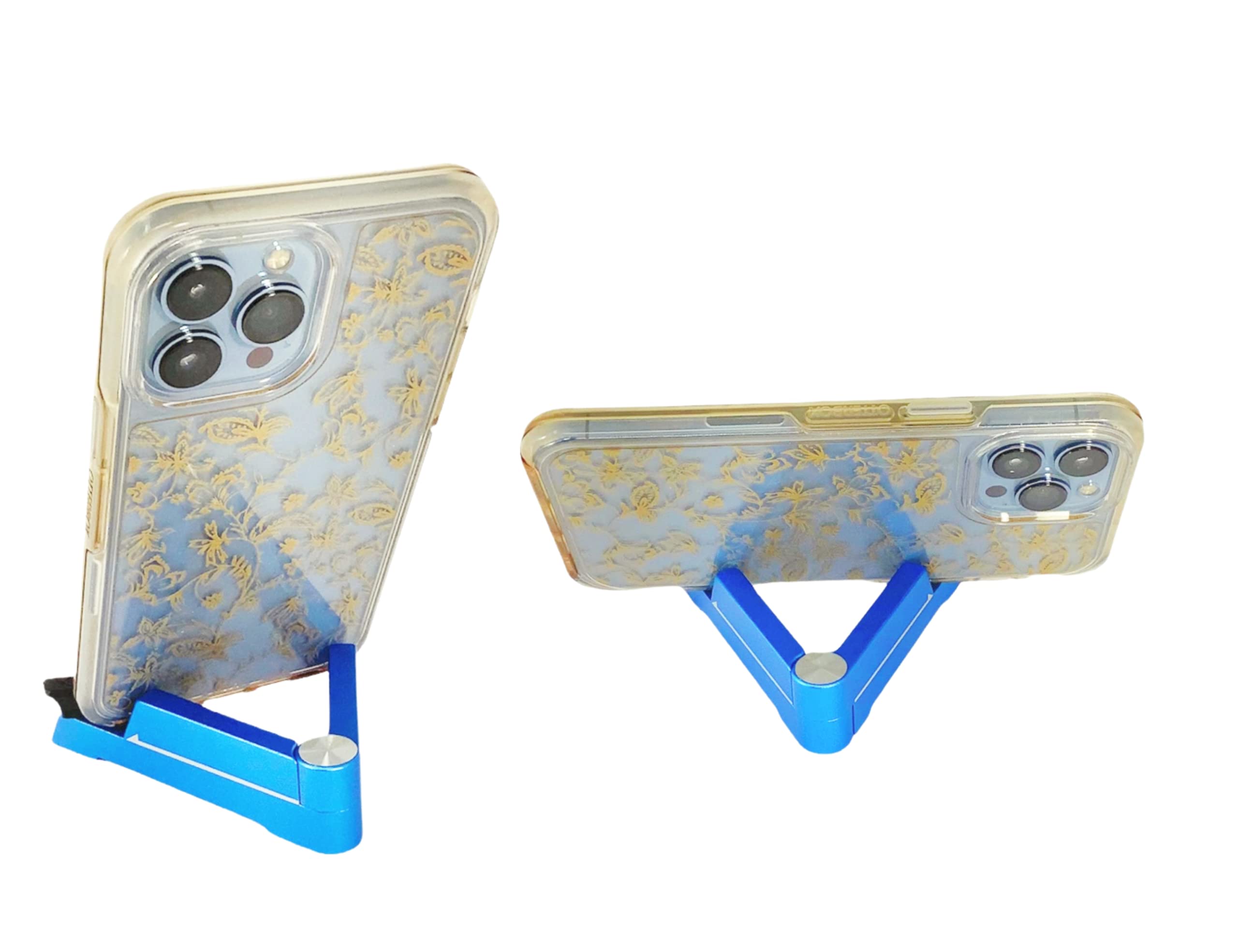 JBGold Foldable Aluminum Phone Stand for Desk - Adjustable & Portable Cell Phone Holder (Silver) - Perfect for Home, Office, Video Calls & Hands-Free Viewing