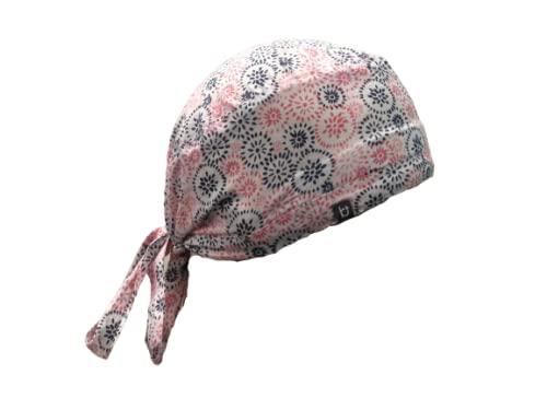 FEBRIS White and Pink Scrub Cap for Nurses - Soft Medical Surgical Hat with Adjustable Tie - Perfect for Hospitals, Clinics, and Healthcare Professionals