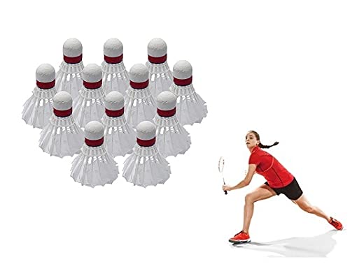 Premium 10-Pack White Feather Badminton Shuttlecocks - Professional Training & Exercise Equipment for Tennis, Badminton & Backyard Games - Perfect for Indoor/Outdoor Sports, Gym Practice & Family Fun