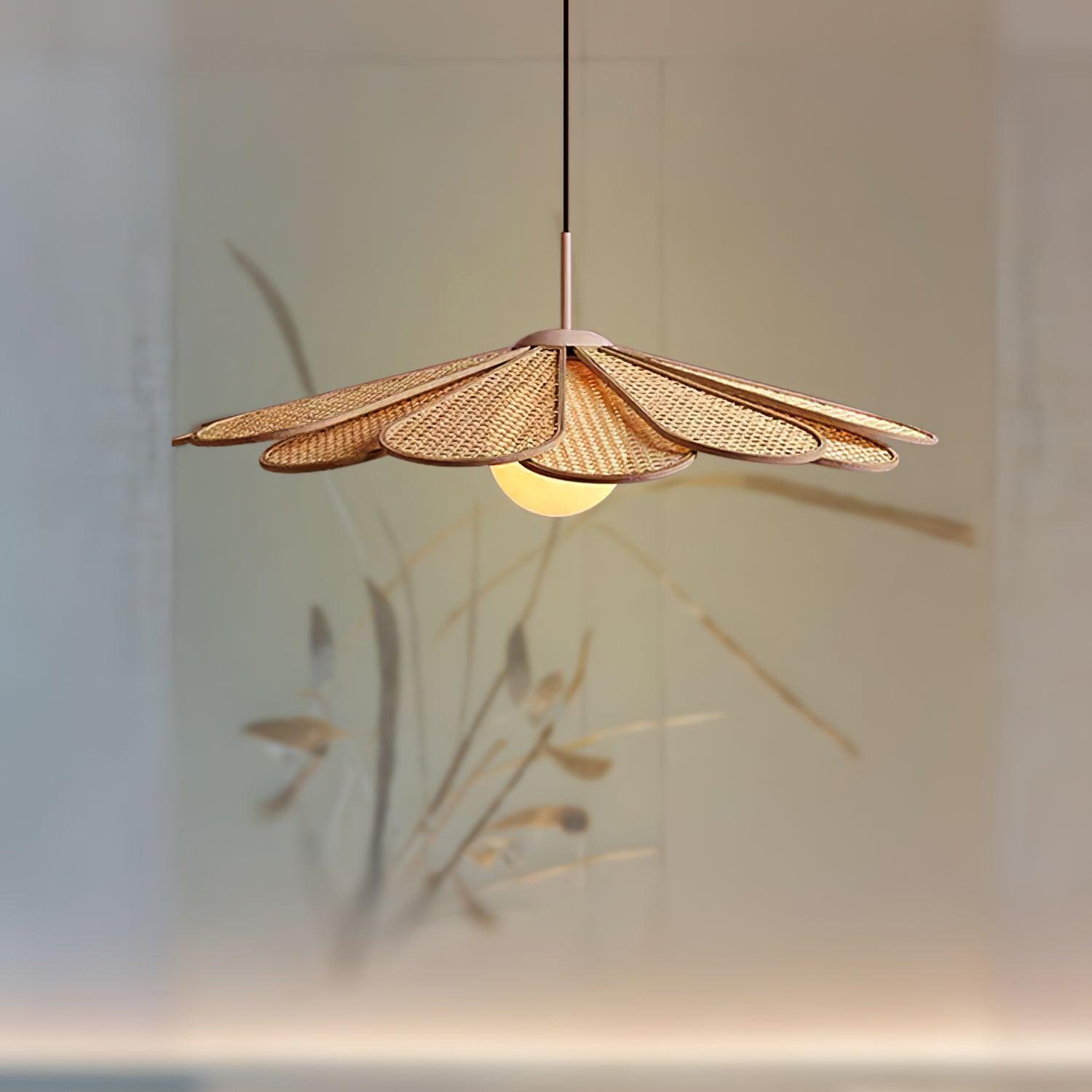 Tropicana Pendant Lamp - Modern Rattan Hanging Light Fixture for Dining Room, Kitchen, Bedroom & Patio - Boho Chic Ceiling Light with Natural Woven Shade - Perfect for Home Decor and Indoor/Outdoor Lighting