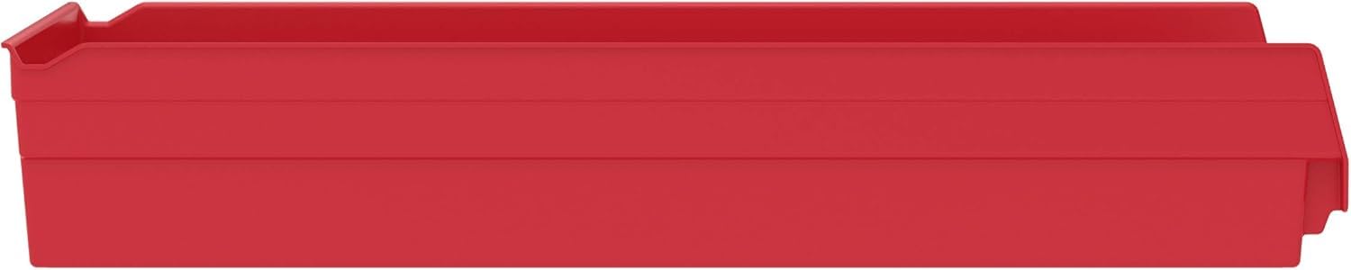 Akro-Mils 30174 Heavy Duty Plastic Storage Bins - 6 Pack Red Shelf Organizers (24