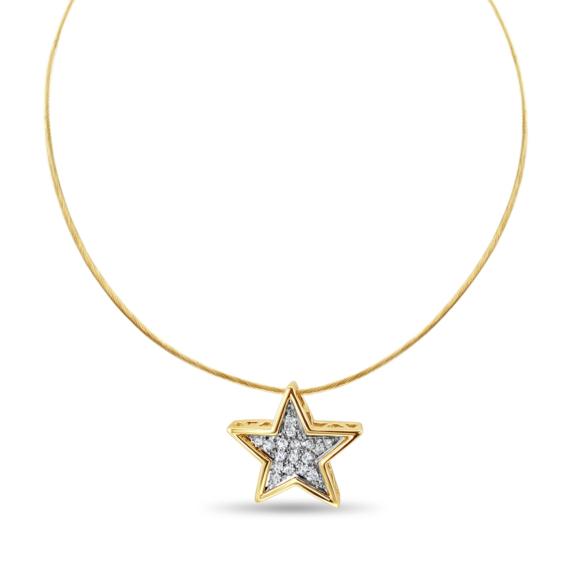 14K Yellow Gold Floating Diamond Star Necklace - Elegant Dainty Jewelry for Women, Perfect for Gifts, Anniversaries, and Everyday Wear