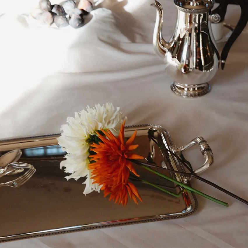 Christofle Malmaison Rectangular Serving Tray with Handles - Elegant Silver Plated Entertaining Tray for Dining, Cocktails & Home Decor