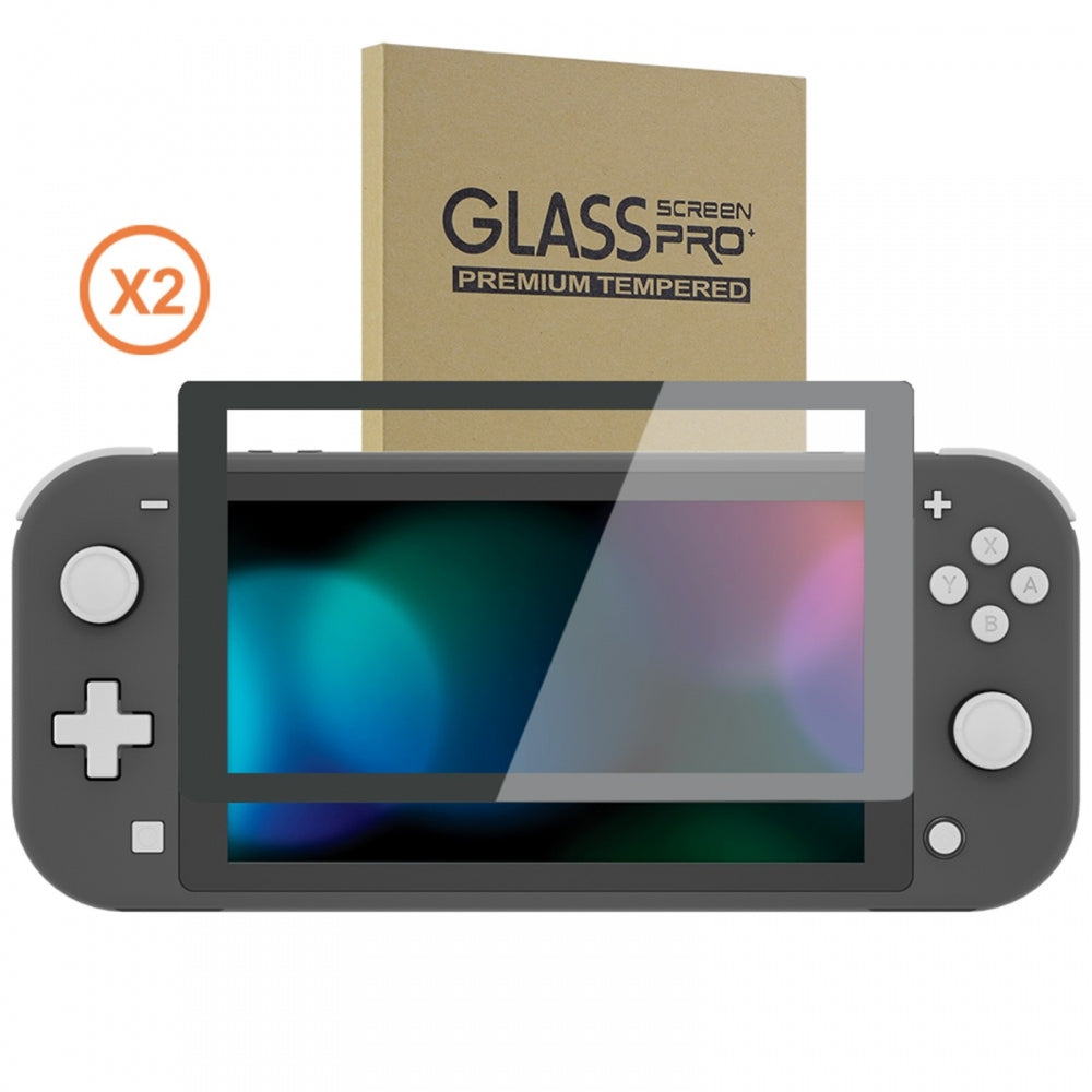eXtremeRate 2 Pack Anti-Scratch Clear HD Tempered Glass Screen Protector for Nintendo Switch Lite - Gray Edge - Perfect for Gaming Protection & Travel Use