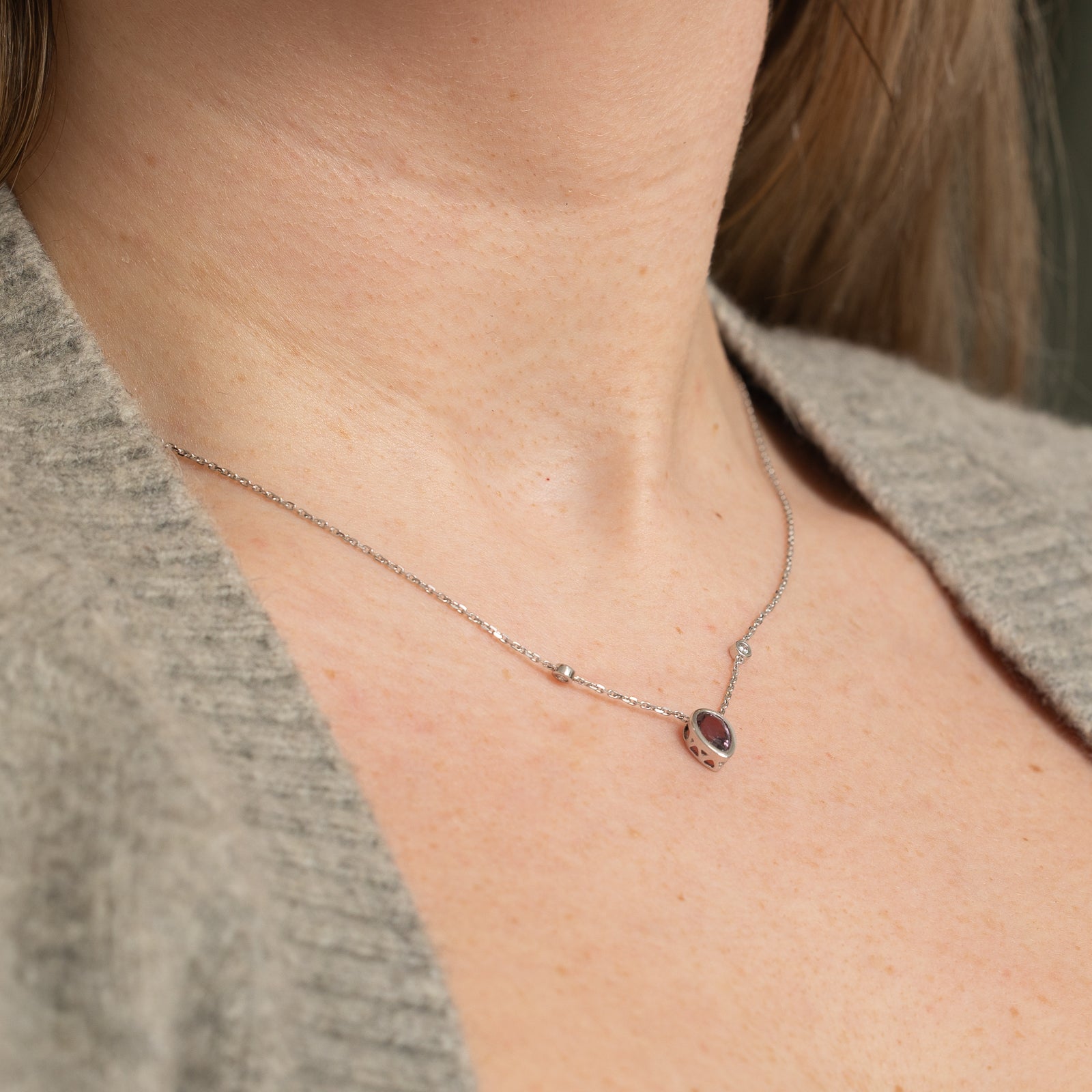 GIA Certified 1.17ct Natural Unheated Purplish Pink Sapphire and Diamond Pendant Necklace | 0.06ctw Diamond Accents | 15