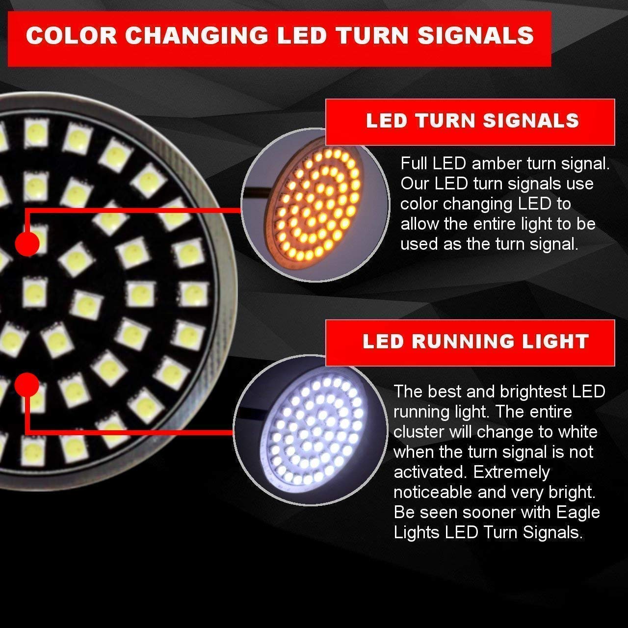 Eagle Lights Midnight Edition LED Turn Signals with White Running Lights for 1997-2000 Honda Valkyrie Motorcycle - Smoked Lens Upgrade for Enhanced Visibility & Style | Perfect for Night Riding & Custom Bike Builds