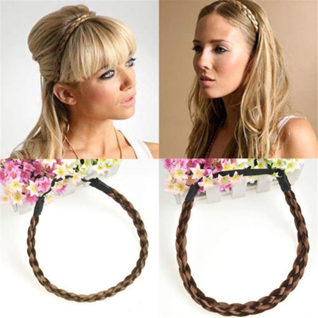 Fashion Hair Accessories - Synthetic Braided Headband, Elastic Hair Band, Scrunchy Headwear in Dark Coffee | Perfect for Everyday Wear, Parties & Special Occasions
