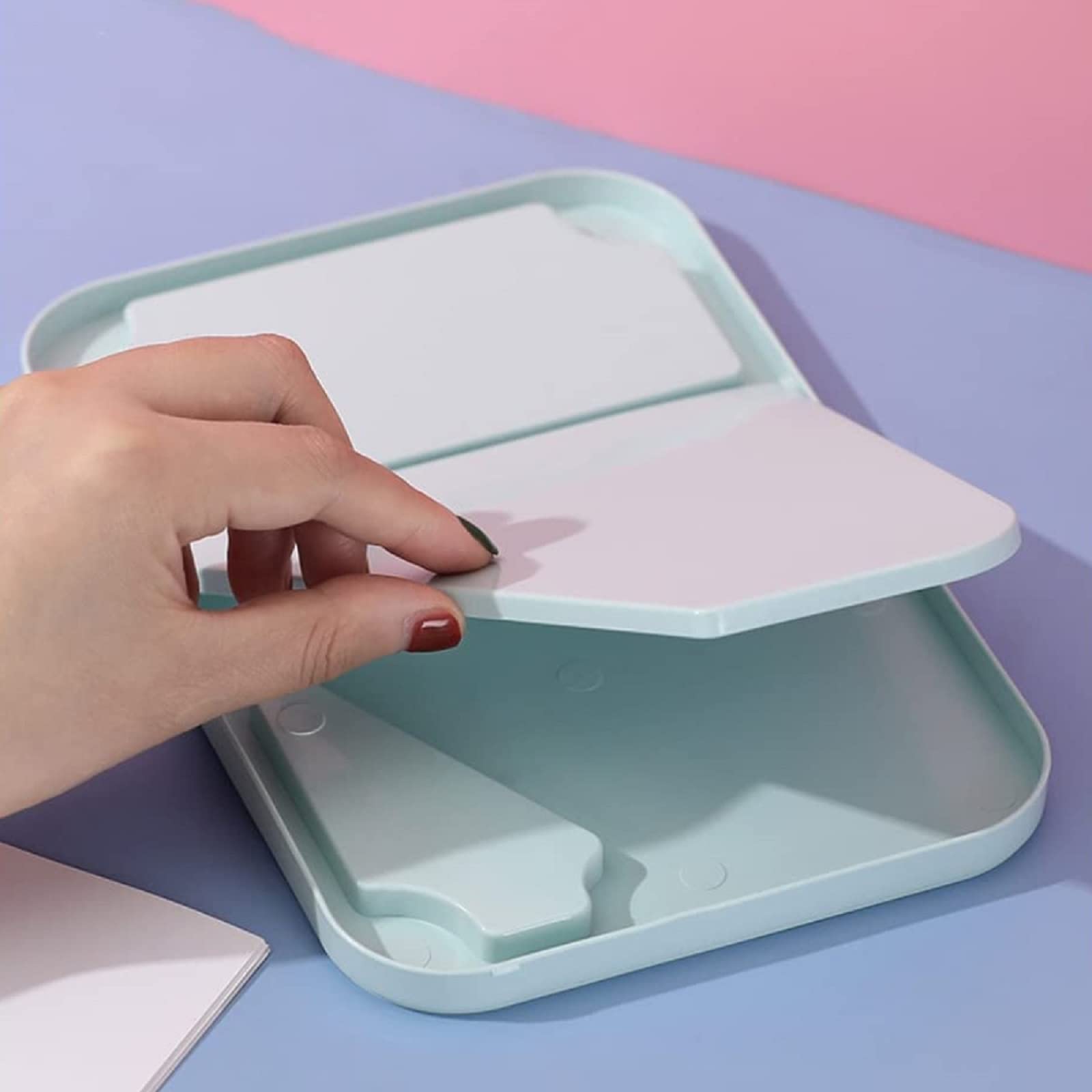 OLWICK® Foldable Makeup Mirror - Portable Desktop Vanity Mirror with 1X Magnification, Square Single-Sided Design - Perfect Travel & Home Dressing Mirror, Great Gift for Women & Girls (Blue) - Ideal for Bedroom, Bathroom & Travel Makeup Application