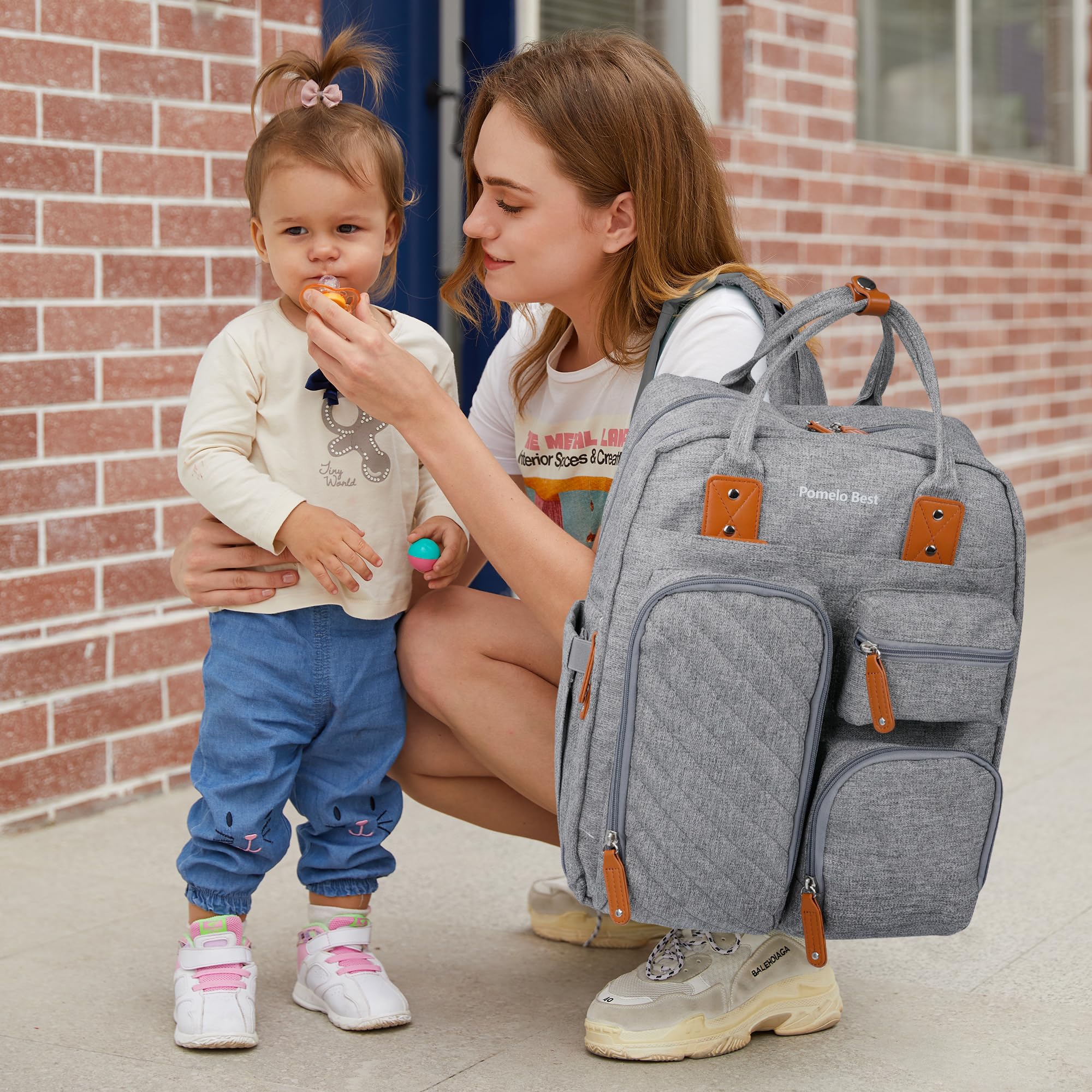 **Large Waterproof Diaper Backpack for Moms – Multi-Pocket Baby Bag with Stroller Straps & Changing Pad – Austere Gray – Perfect for Travel, Daycare & On-the-Go Parenting**