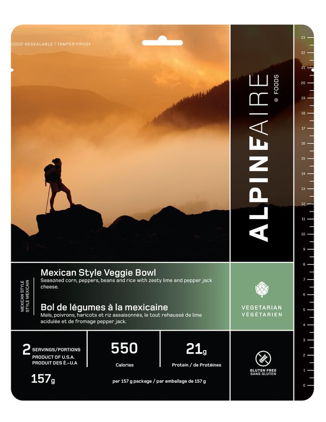 AlpineAire Mexican Style Veggie Bowl - Freeze Dried Camping Food, Lightweight Backpacking Meal for Hiking, Outdoor Adventures & Emergency Preparedness