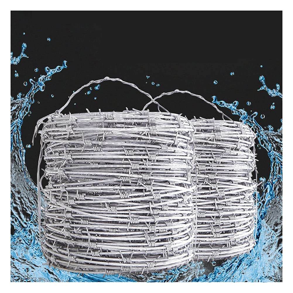 1 Roll of 4-Point Barbed Wire - Galvanized Iron Fence Wire for Garden, Orchard & Farm Security | Anti-Rust, Anti-Theft Livestock Protection | Perfect for DIY Garland & License Plate Frames | Outdoor & Agricultural Use
