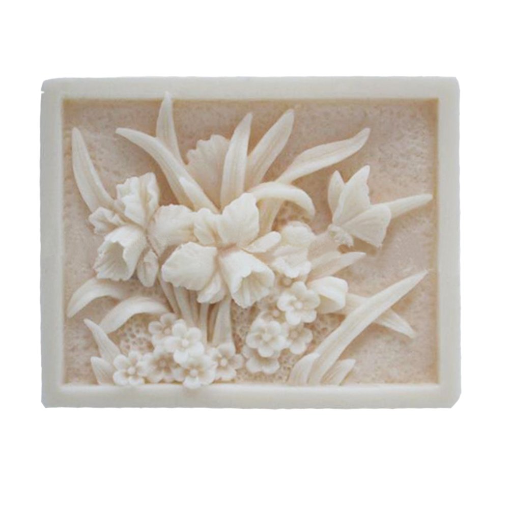 Premium White Rectangle Flower Silicone Soap Molds for DIY Handmade Soap Making - Flexible, Reusable, Non-Stick Soap Molds for Bath, Wedding Favors, Home Decor & Craft Projects