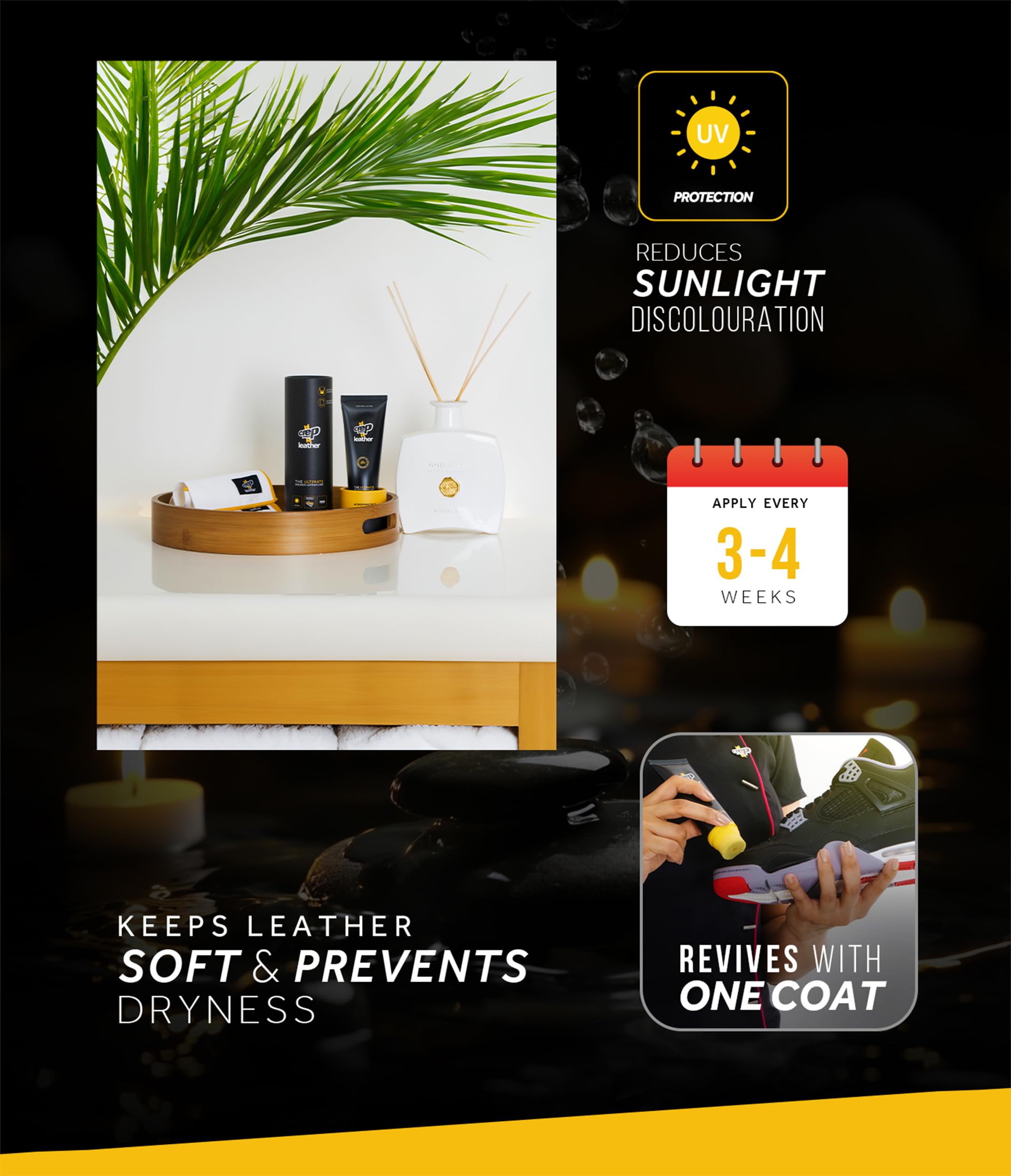 Crep Protect Leather Conditioner with UV Protection - Nourishing & Waterproof Shoe Care for Sneakers, Boots & Leather Goods | Repels Dust & Stains | Perfect for Daily Wear & Outdoor Activities