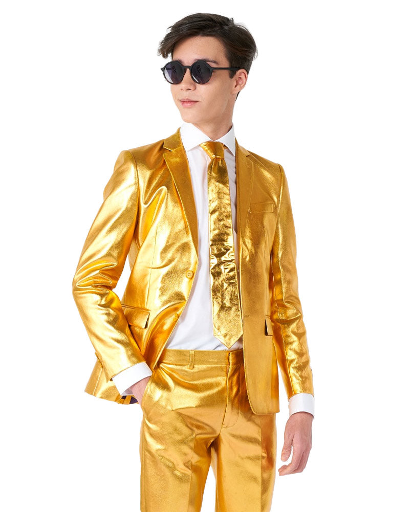 70s Opposuit Groovy Gold Premium Teen Boys Costume - 1970s Disco Party Outfit for Halloween, Theme Parties & Retro Events