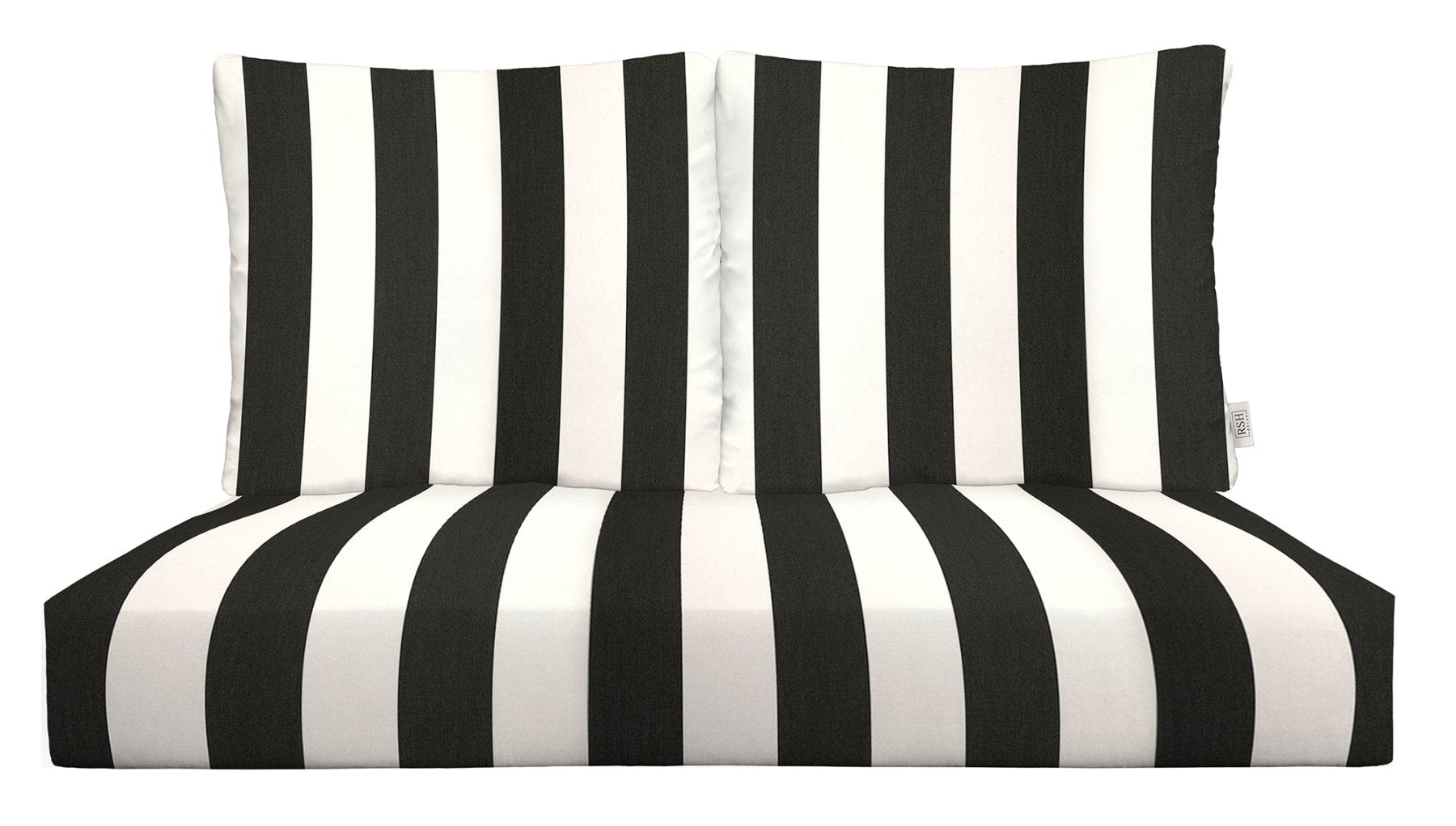 Sunbrella Cabana Stripes Deep Seating Loveseat Cushion Set - Waterproof Outdoor Patio Furniture Cushions for Poolside, Garden & Backyard Relaxation