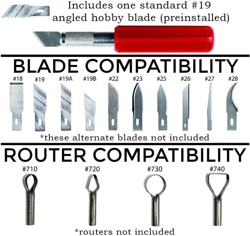 Excel Blades Heavy Duty Hobby Knife with Safety Cap - Hexagonal Plastic Grip Handle (K5) - Perfect for Crafting, Model Building, and DIY Projects