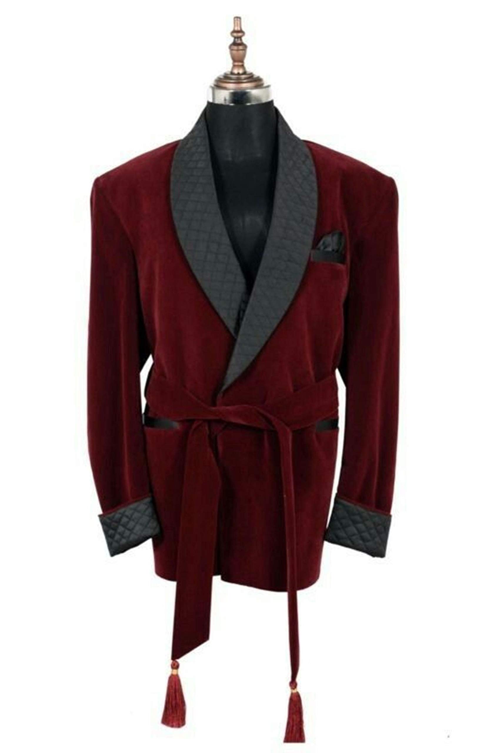 Luxury Men's Velvet Smoking Jacket - Double Breasted Maroon Dinner Robe for Hosting & Formal Events | Elegant Lounge Coat for Parties, Weddings & Special Occasions