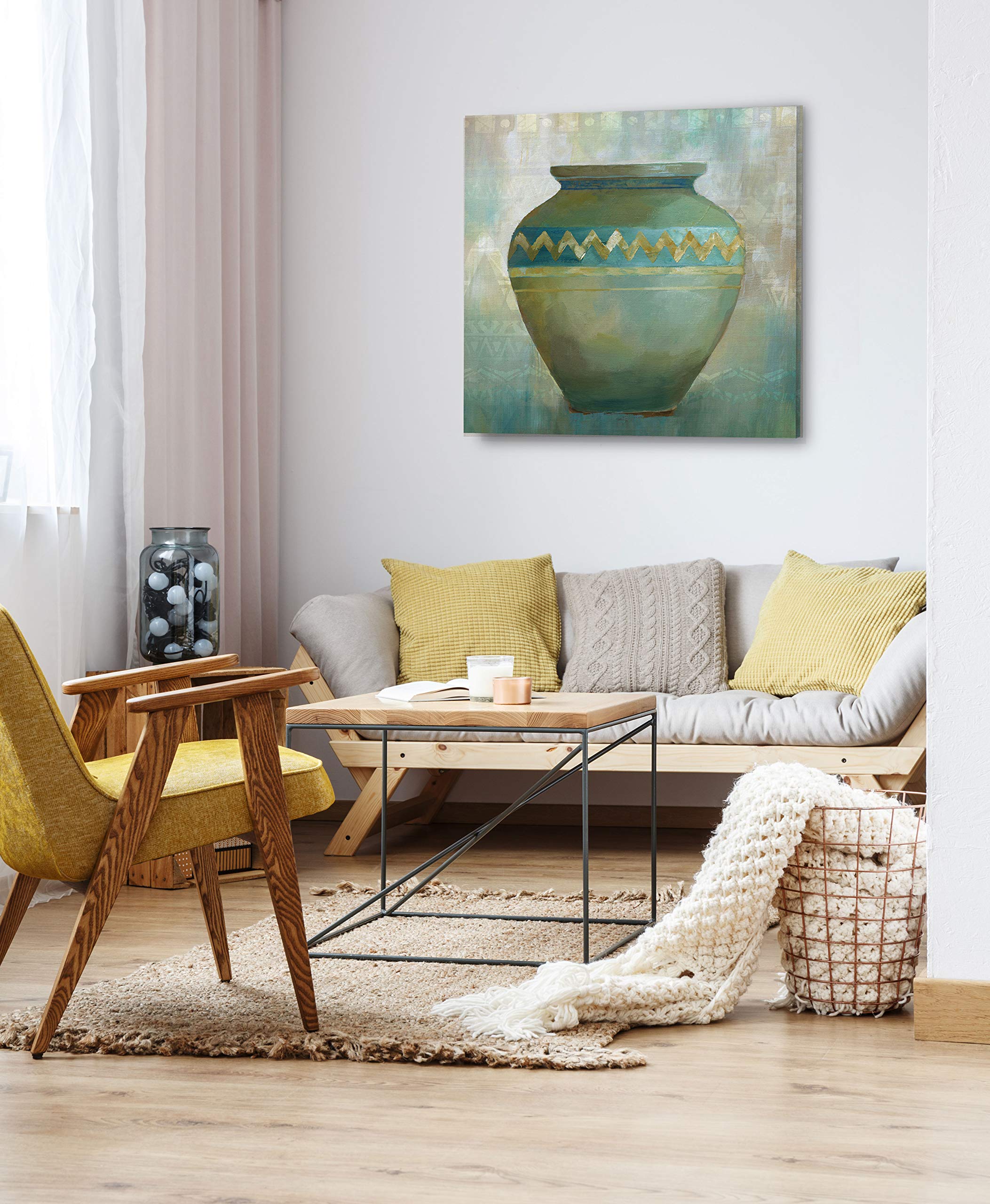 Wexford Home Jade Vessel Gallery Wrapped Canvas Wall Art - Modern Abstract Painting for Living Room, Bedroom & Office Decor