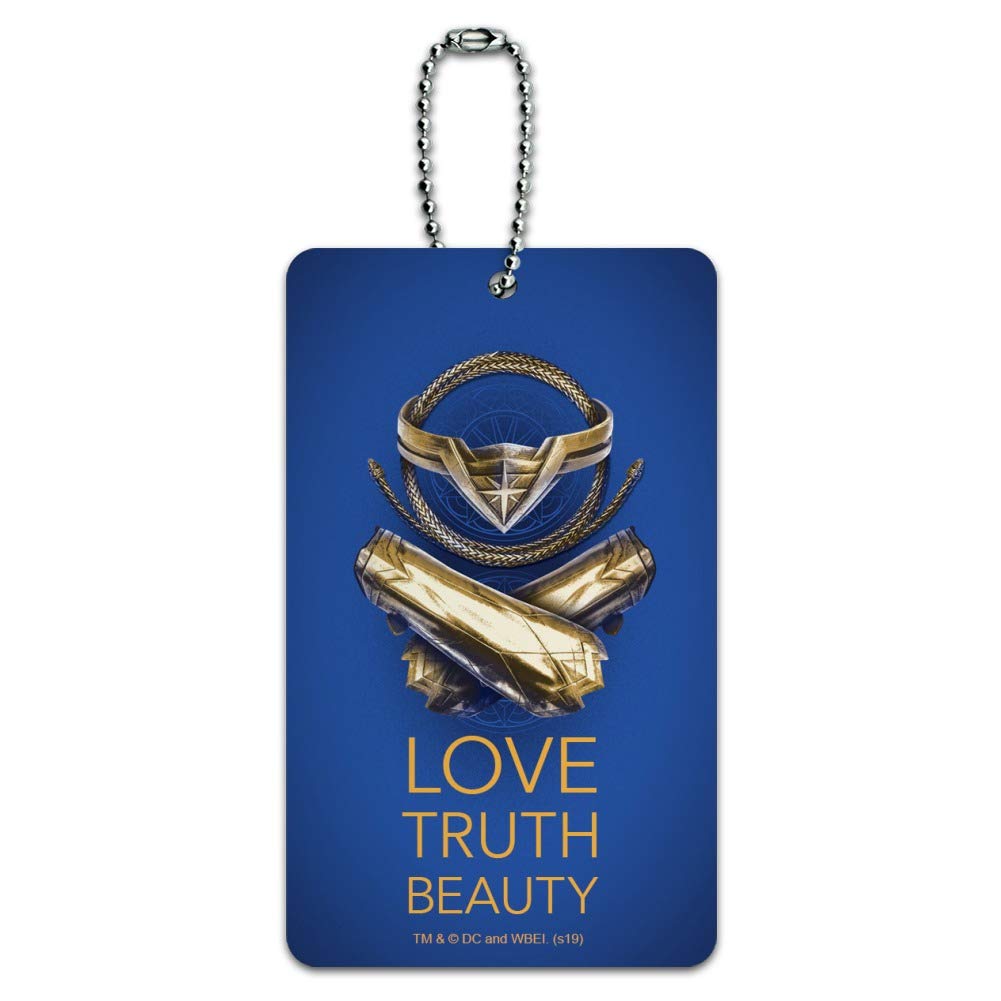 Wonder Woman Movie Inspired Luggage Tag - Love, Truth, Beauty Design - Durable Carry-On ID Tag for Suitcases & Travel Bags - Perfect for Cosplay, Comic Con & Superhero Fans