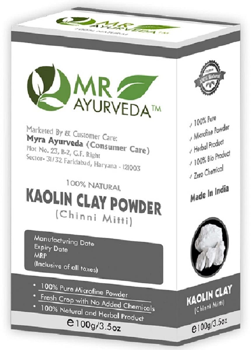 100% Pure Organic Kaolin Clay Powder for Skin & Face Care - 100g | Gentle Detox & Exfoliating Mask | Perfect for DIY Skincare, Spa & Acne Treatment