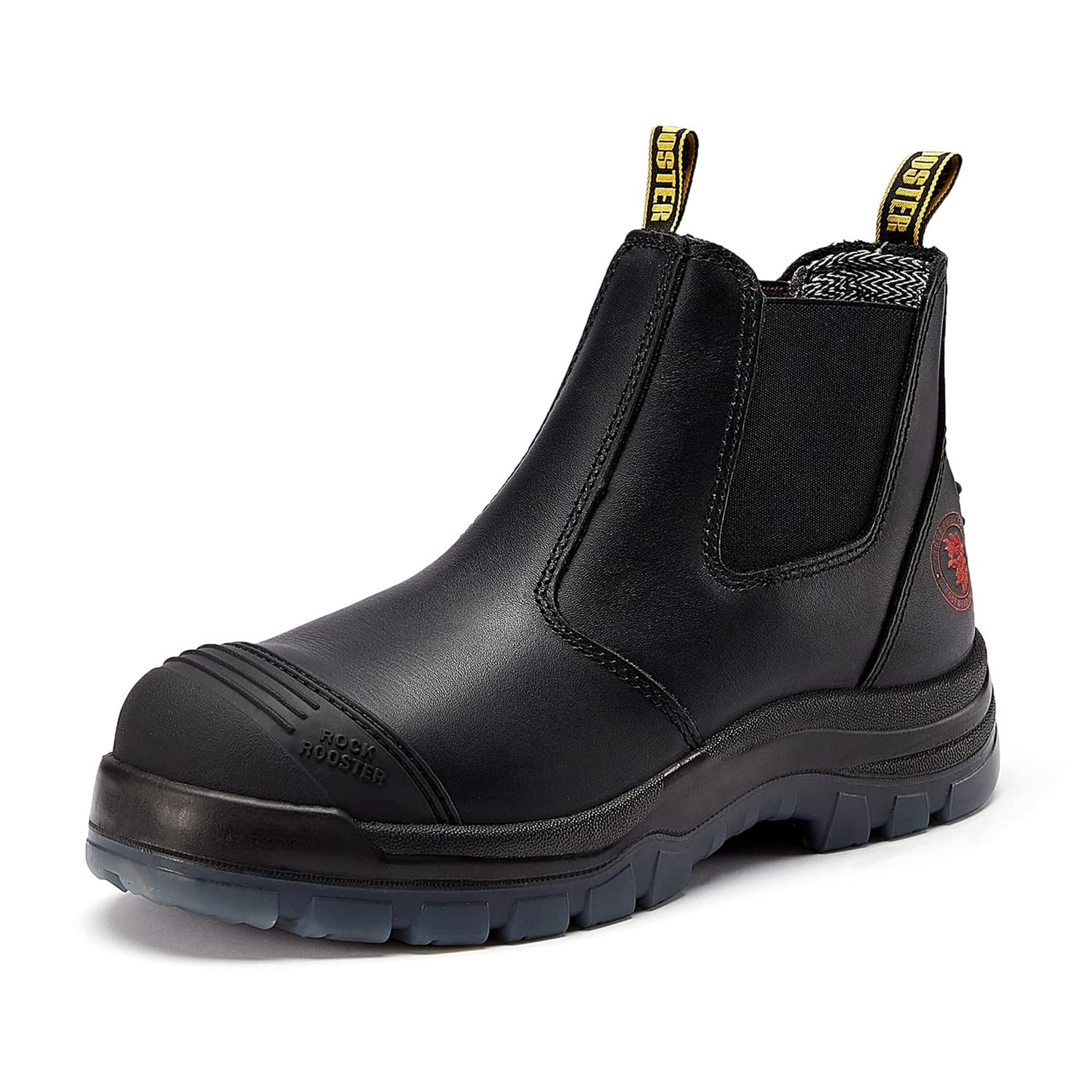 ROCKROOSTER Men's 6 Inch Slip-On Safety Work Boots - Comfortable Chelsea Romeo Boots for Construction, Warehouse & Outdoor Work