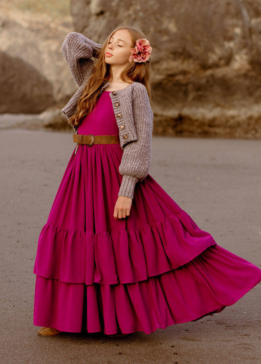 Catrin Dress in Berry - Elegant Floral Print Women's Dress for Casual Wear, Parties & Date Nights