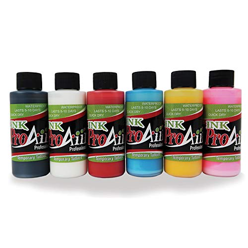 ShowOffs Body Paint - ProAiir Temporary Tattoo Ink Starter Kit - 6 Bottles (2.1oz/60ml Each) - Safe, Vibrant Colors for Face & Body Art - Perfect for Halloween, Cosplay & Festivals