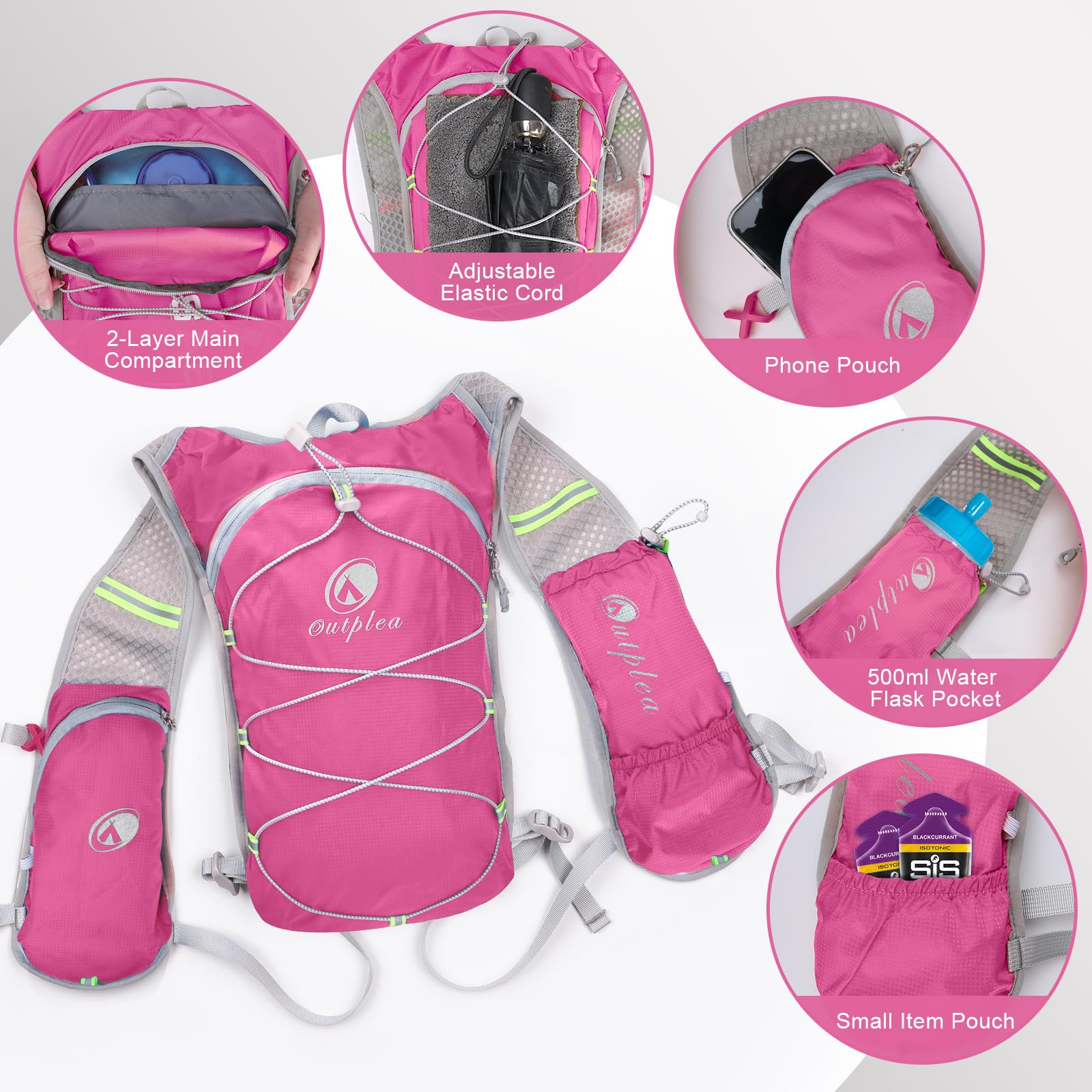 Lightweight 2L Hydration Vest for Running, Hiking & Biking - Water Backpack with Bladder