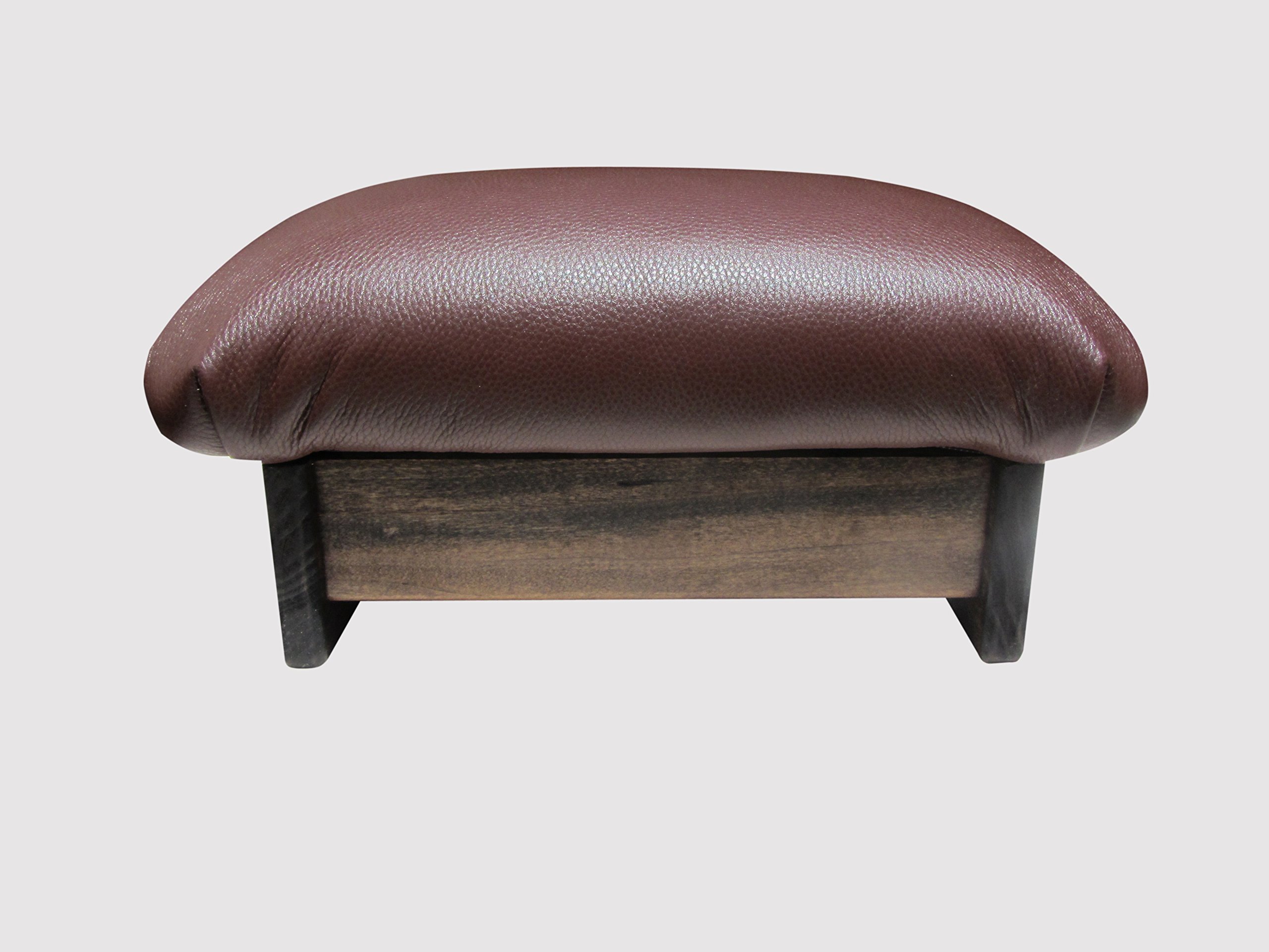 Premium Padded Foot Stool with Chocolate Ganache Leather - 7
